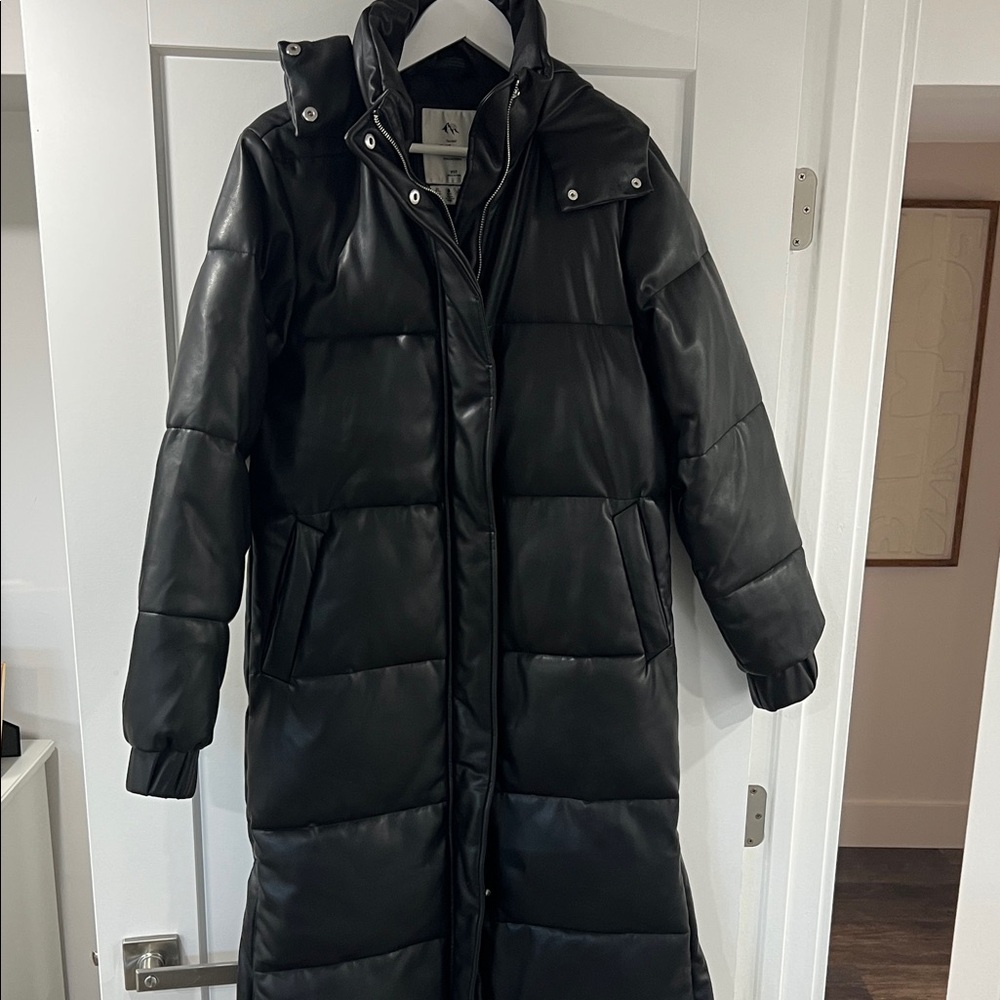 Abercrombie and Fitch Women's Black Vegan Leather Coat